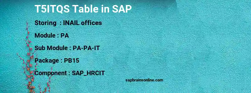 SAP T5ITQS table