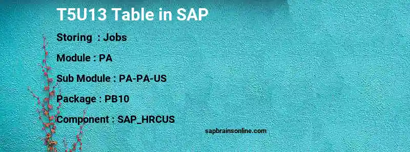 SAP T5U13 table