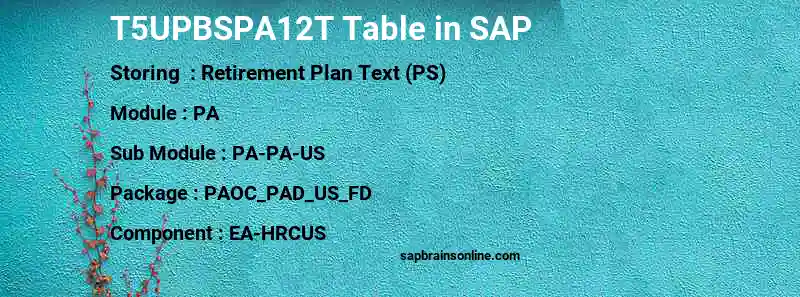 SAP T5UPBSPA12T table