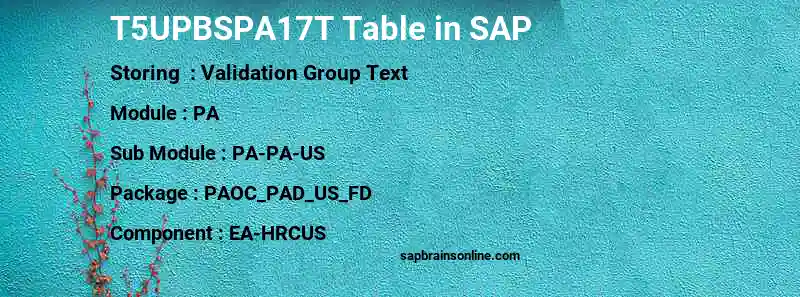 SAP T5UPBSPA17T table