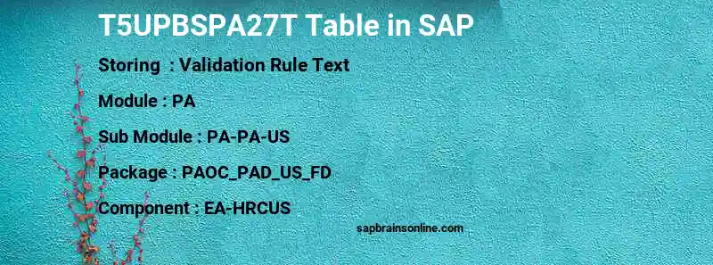 SAP T5UPBSPA27T table