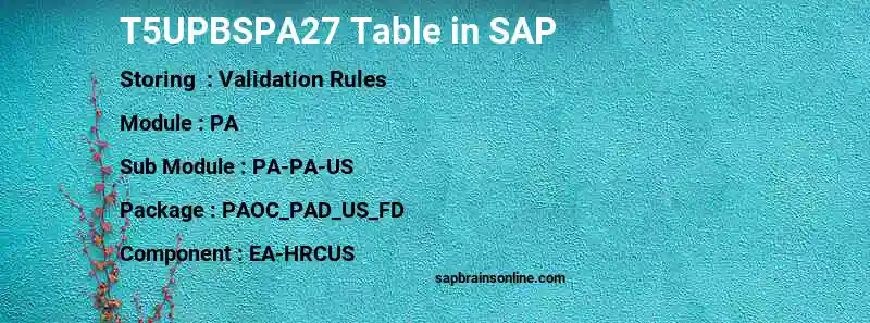SAP T5UPBSPA27 table