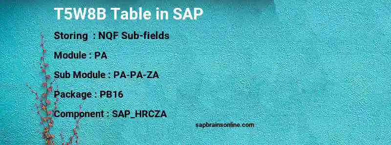 SAP T5W8B table