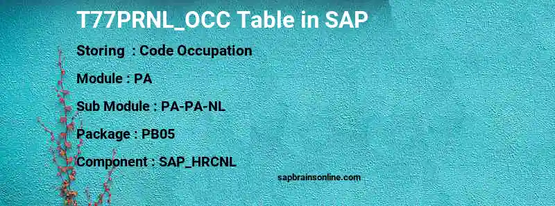 SAP T77PRNL_OCC table