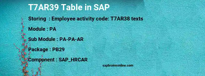 SAP T7AR39 table