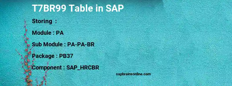 SAP T7BR99 table