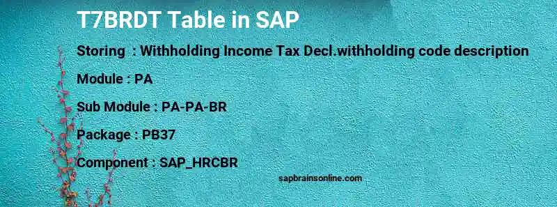 SAP T7BRDT table