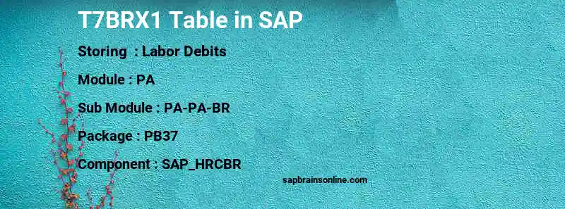 SAP T7BRX1 table