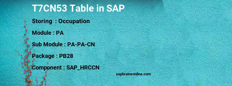 SAP T7CN53 table