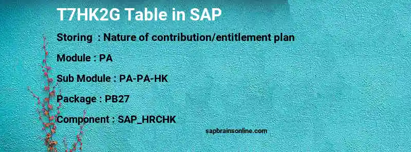 SAP T7HK2G table