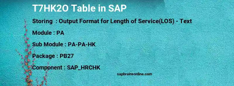 SAP T7HK2O table