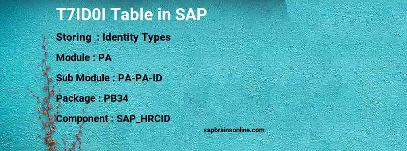 SAP T7ID0I table