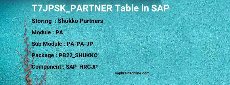 SAP T7JPSK_PARTNER table