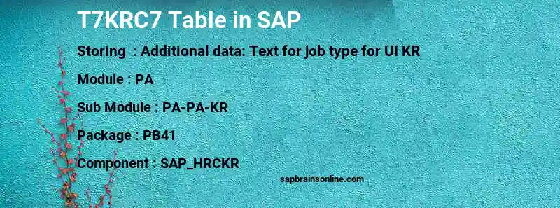 SAP T7KRC7 table