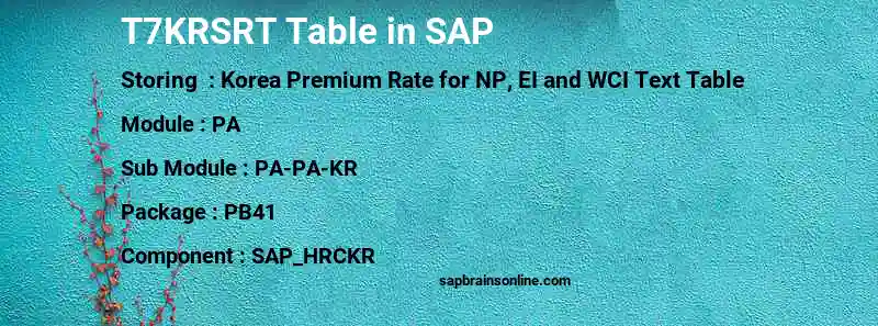 SAP T7KRSRT table