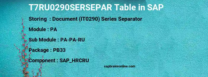 SAP T7RU0290SERSEPAR table