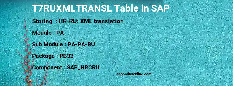 SAP T7RUXMLTRANSL table