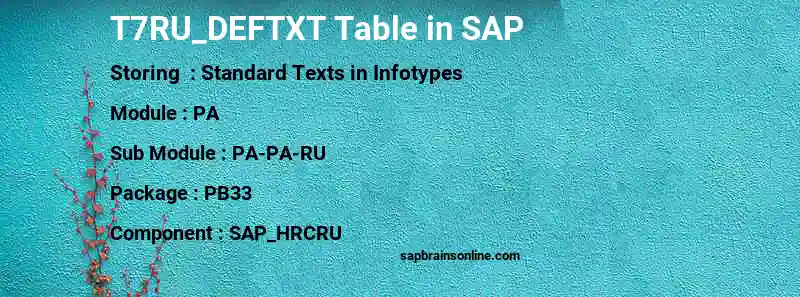 SAP T7RU_DEFTXT table