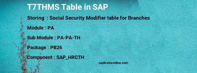 SAP T7THMS table
