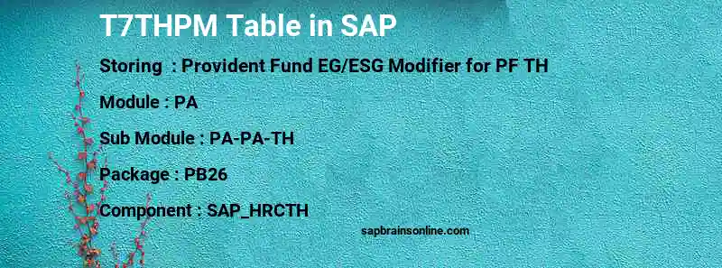 SAP T7THPM table