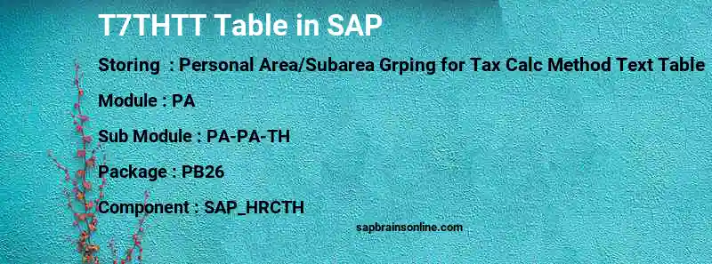 SAP T7THTT table