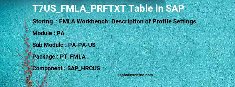 SAP T7US_FMLA_PRFTXT table