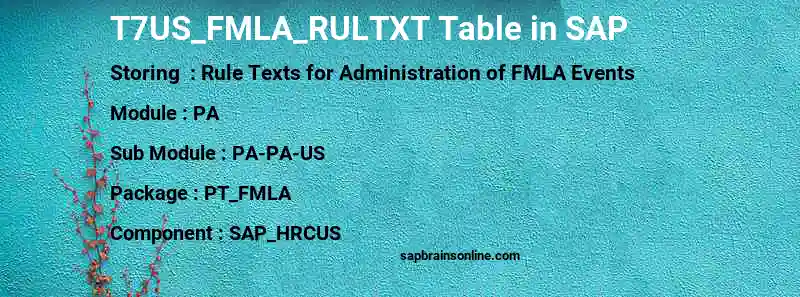 SAP T7US_FMLA_RULTXT table