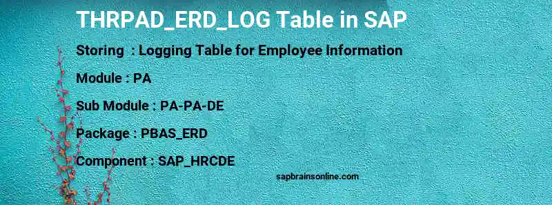 SAP THRPAD_ERD_LOG table