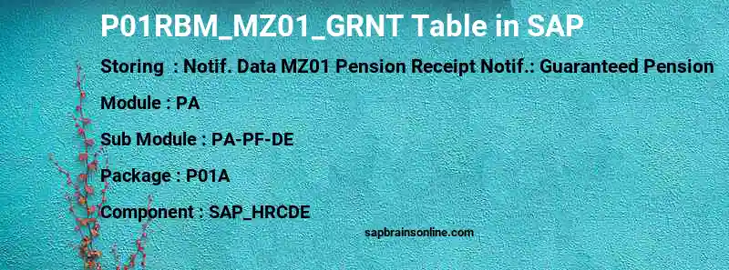 SAP P01RBM_MZ01_GRNT table