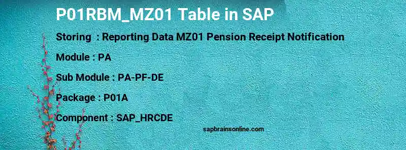 SAP P01RBM_MZ01 table