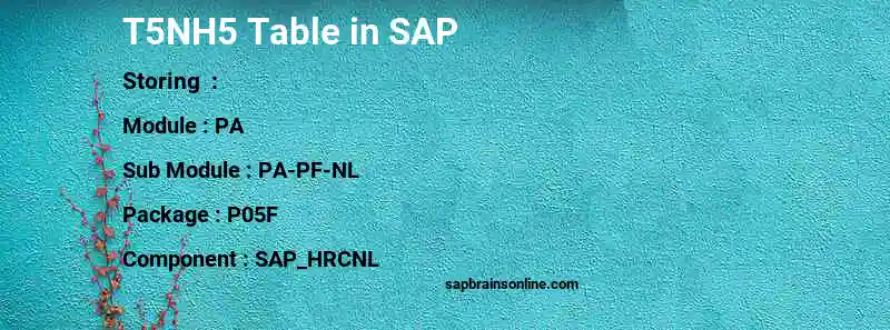 SAP T5NH5 table