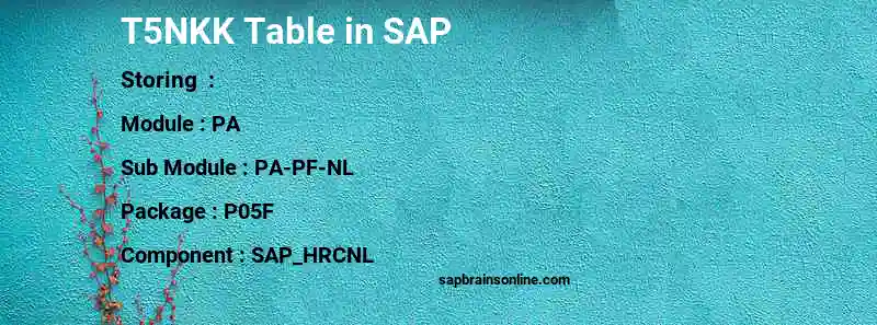 SAP T5NKK table