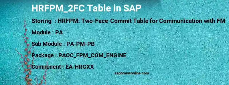SAP HRFPM_2FC table