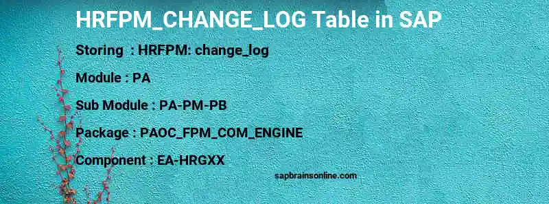 SAP HRFPM_CHANGE_LOG table