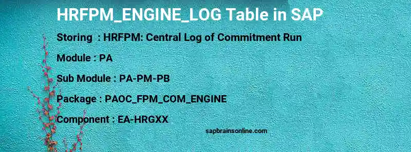 SAP HRFPM_ENGINE_LOG table