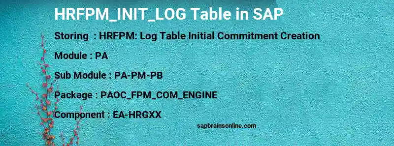 SAP HRFPM_INIT_LOG table