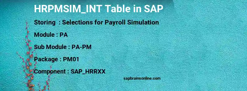 SAP HRPMSIM_INT table