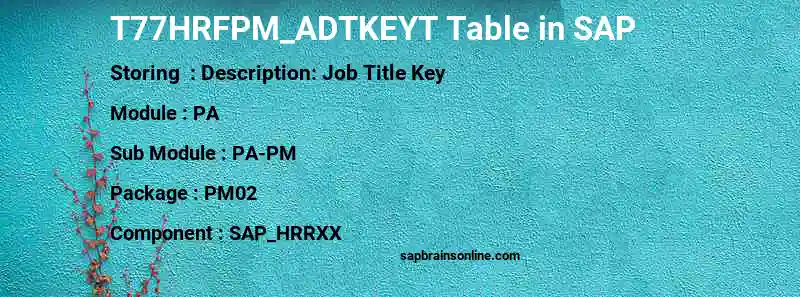 SAP T77HRFPM_ADTKEYT table