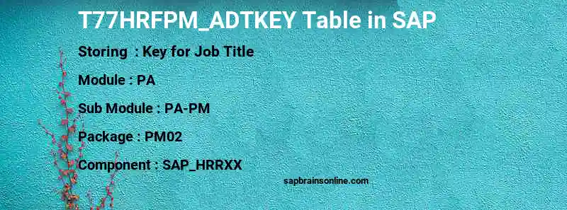 SAP T77HRFPM_ADTKEY table