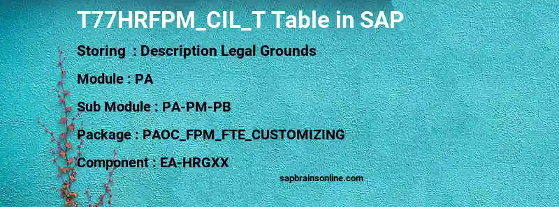 SAP T77HRFPM_CIL_T table