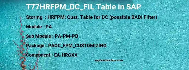 SAP T77HRFPM_DC_FIL table