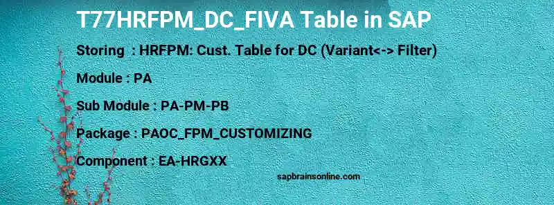 SAP T77HRFPM_DC_FIVA table