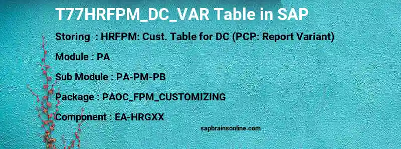 SAP T77HRFPM_DC_VAR table