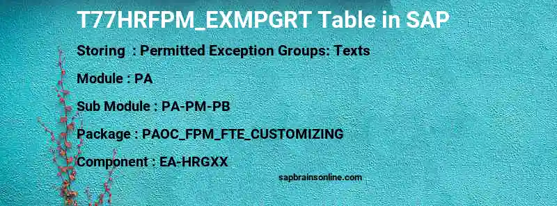 SAP T77HRFPM_EXMPGRT table