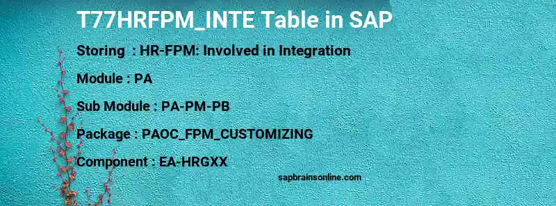 SAP T77HRFPM_INTE table