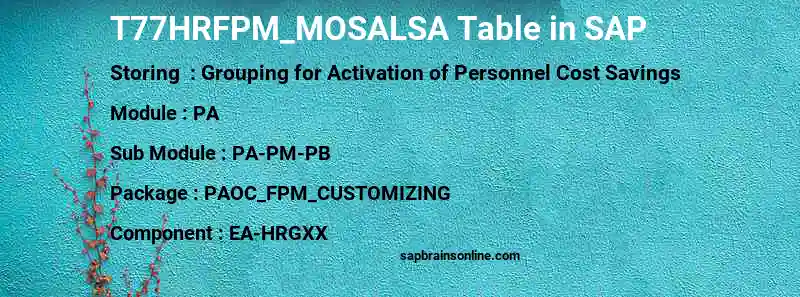 SAP T77HRFPM_MOSALSA table