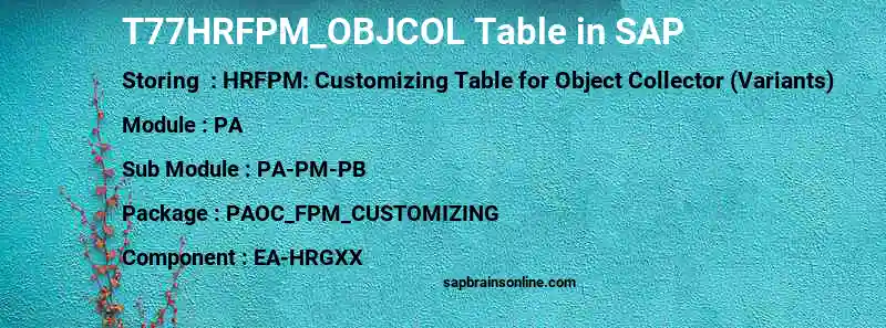 SAP T77HRFPM_OBJCOL table