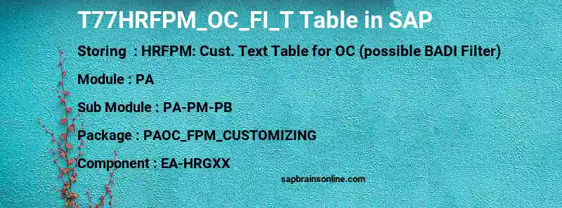 SAP T77HRFPM_OC_FI_T table