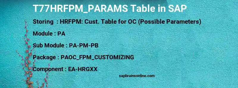 SAP T77HRFPM_PARAMS table