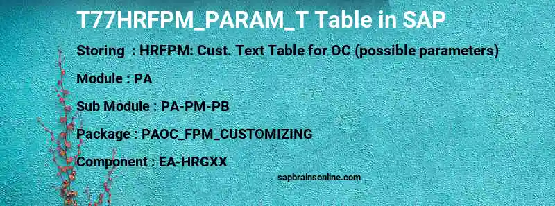 SAP T77HRFPM_PARAM_T table
